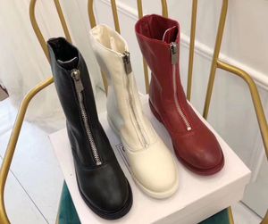 디자이너 Martins Boots 여자 고스트 황제 지퍼 지퍼 부츠 양가죽 발목 부츠 숙녀 웨딩 슈즈 웨이드 힐 부티