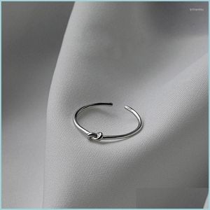 Wedding Rings Wedding Rings Women Sier Color Knot Shape Ring Open Jewelry Simple Style Elegant Size Adjustable Engagement Finger Drop Dhiaa