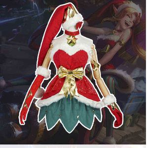 Stage Wear Lol Jinx The Loose Cannon Ice and Snow Festival Christmas Xmas Boob Tube Top Dress Uniform Outfit Games Cosplay kommer gratis T220901