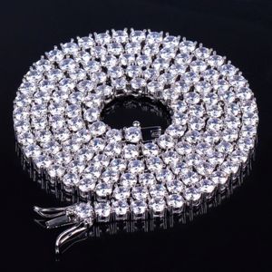 Strands Strings Topgrillz 3mm-10 mm lodowany bling Aaa cyrkon 1 rzędowy łańcuch tenisowy Men Men Hip Hop Biżuter