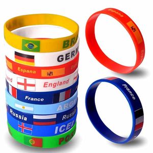 Charm armband 1pc män kvinnor 39 country flagg tryck silikon armband sport vänskap armband gummi handband armband tillbehör souvenir 221024