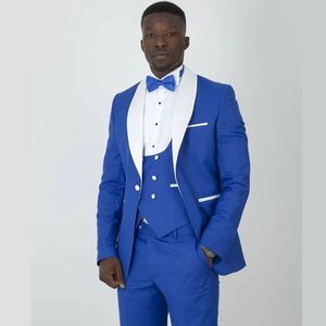 Fashion Royal Blue Wedding Tuxedos f￶r m￤n Slim Fit Formal Lapel Mane Business Blazer Man Groom Suit