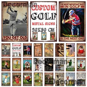 Golfe Sports Metal Metal Plate Plate Vintage Pintura Festa Decora￧￣o Man Cave 20x30 woo