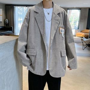 Men's Suits Suit Corduroy Coat Men's Loose Casual Jackcets 2022 Spring Label Design Single Breasted Korean Grey Blazer Male 2Y2485