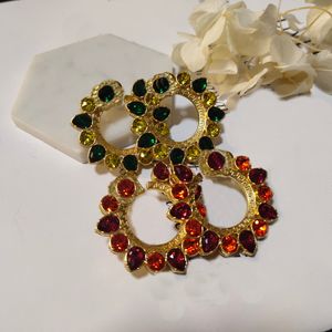 Diamanti colorati Zircone Hiphop Cerchio Orecchini rotondi Banshee Medusa ritratto placcato oro 18 carati Gioielli da donna Regalo di Natale MER2 - - 07