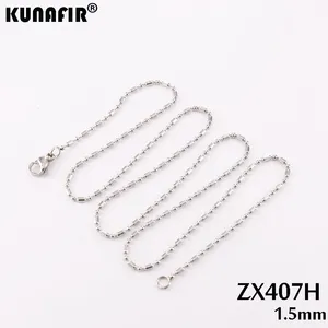 Kunafir Welding da 1,5 mm in acciaio inossidabile in acciaio inossidabile catene in fiamme Collana Gioielli moda ZX407H