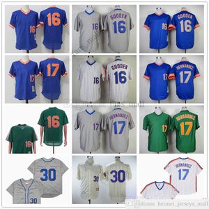 Film Mitchell e Ness Baseball Jersey Vintage 16 Dwight Gooden Jersey 17 Keith Hernandez 30 Michael Conforto Cucito Sport traspirante