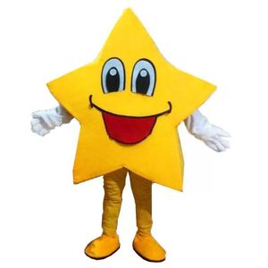 Costume da mascotte stella a cinque punte giallo Personaggio a tema anime dei cartoni animati Festa di carnevale di Natale Costumi fantasia Abito per adulti