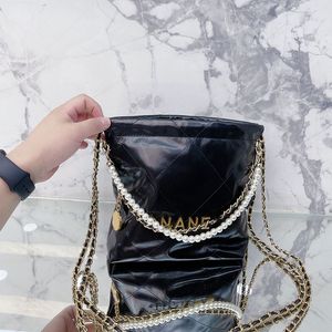 Lüks Tasarımcı Kadınlar 22 Mini Kapit Yılı Tutamlı Tuzlu Torbalar TOOT BALF DERİN GÜNLÜ DERİ DERİ METAL MATELASSE Zincir Crossbody Omuz Çantaları 20x22cm