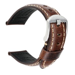 Watch Bands Retro Genuine Leather Strap Oil Wax Cowhide band Bracelet Belt 18 20 22 24mm Women Men Brown Smart Band 221024