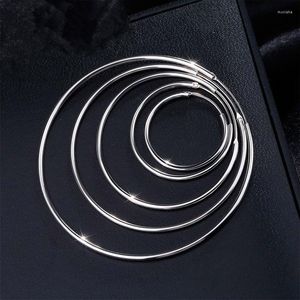 Kolczyki obręcze Pure Srebrne 925 Kolczyka dla kobiet 4/5/6 cm Big Circle Earing Wedding Małżeński biżuteria Brincos Femme 2022 Modna Accesorie