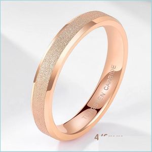 Trauringe Eheringe Wolframkarbid Roségold Mattierter Ring 4 mm 6 mm für Damen Herren Verlobungsband matt gebürstet weiblich Anillo Dhb5S