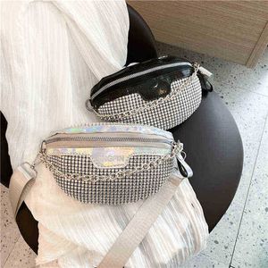 Midjepaket Fashion Crystal Bum Pouch Phone Bag Fanny Pack Bag Punk Bröstväska 220627