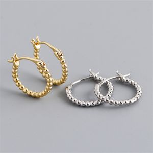Autentisk 925 Sterling Silver Hoop Earring Geometric Circle Bead Shape örhängen för kvinnliga kvinnor Fina smycken