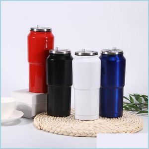 Water Bottles Outdoors Sports Water Bottles St Type Stainless Steel Thermos Cup Portable Drinks Tumbler Solid Color High Capacity 15H Dhugn