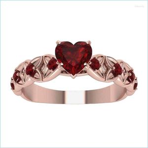 Anelli nuziali Anelli nuziali SQUISIT CHITTH Crystal Crystal Crystal Crystal Pietra per donne in oro rosa Banda della personalità vintage Promessa R dho4x