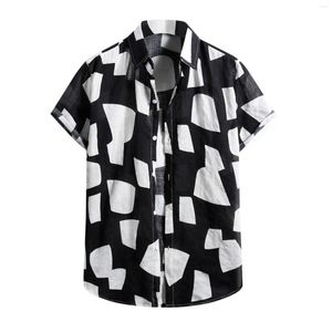 Men's T Shirts Fashion Flower Shirt Short Sleeve Fuzzy Diamond Printing Summer Hawaiian Man's Casual Tops Chemise Homme