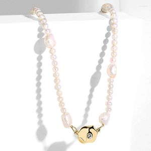 Choker Natural Pearl Chain Necklace For Women Aesthetic Vintage Beads Golden Accessories On The Neck Pendants Jewelry