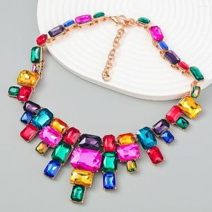 Choker Luxury Temperament Colored Rhinestone Woman Party Halsband smycken Tillbehör 2022 Trend