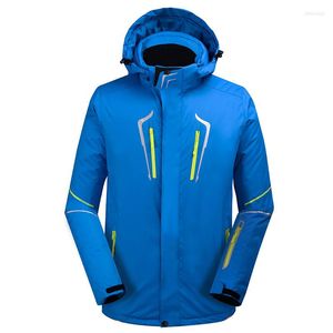 スキージャケットブラック/ブルー/グリーン蛍光メンズアウトドアスキーウェアウォータープルーフと風プルーフ10000ジャケット冬の温かいソリッドカラースーツ