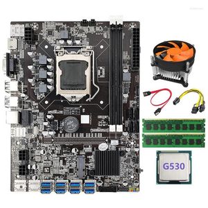 マザーボード-B75 BTCマイザーボードG530 CPU SATAケーブル2XDDR3 4GB 1333MHz RAM LGA1155 8xpcie to USB B75