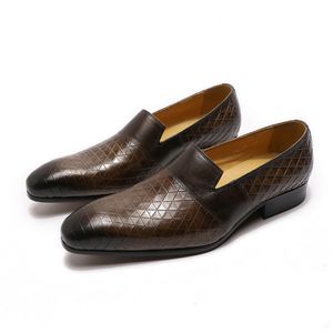 Wedding Shoes Autumn Dress Shoes Men Hand-Painted Brown Black Tassel Loafers Genuine Leather Slip on Male Casual Business Shoe