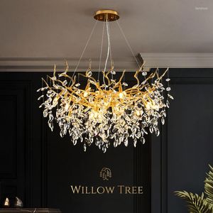 Ljuskronor franska lyxgren ljuskrona kristall amerikansk matsal levande guld ledt tak 220v designer kreativ lampa