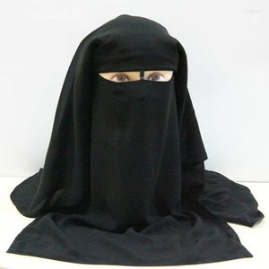 Abbigliamento etnico Musulmano Bandana Sciarpa Islamico 3 strati Niqab Burqa Bonnet Hijab Cap Velo Copricapo Copricapo nero Abaya Style Wrap Head