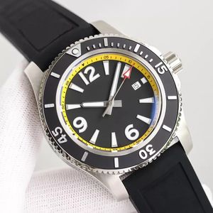 Breit Super-Ocean 46MM Urtavla Rostfritt Stål Roterande Bezel Herrklocka Automatisk Mekanisk Gummiband Watch Luminous Armbandsur