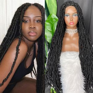 HD Full Lace Front Box Geflochtene Dreads Perücken Synthetische Remy Haar Perücke Simulation Echthaar Perücken 36 Zoll A22345