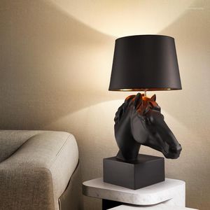 Table Lamps Desk White/Black Fabric Cloth Shade Lampshades Resin Modern Nordic Led Lighting