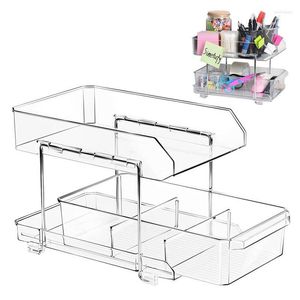 Storage Bags Double-Tier Pull Out Organizer Drawers Multi-Purpose Slide-Out Container With Dividers Kitchen Pantry Cabinet Bins