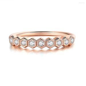 Cluster Rings Double Fair Trendy Crystal For Women Girls Simple Rose Gold Color Finger Midi Ring Fashion Jewelry R919