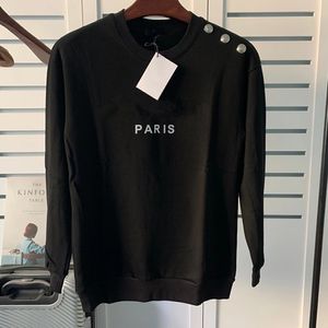 Crewneck Sweatshirt Designer Mens Pullover مع زر الكتف الفضي للسيدات امرأة من النوع الثقيل للبلوزات سترة عارضة غير رسمية لائسة القطن أعلى الموضة هوب هوب