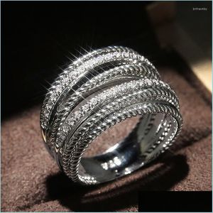 Wedding Rings Wedding Rings Huitan Luxury Cross Bridal Marriage Specialinterested Dazzling Crystal Cz Stone Simple Stylish Women Tre Dhc4W