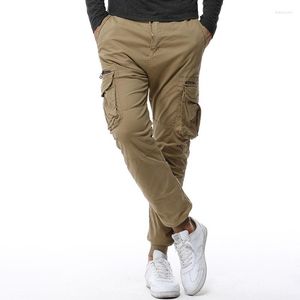 Men's Pants Men's Streetwear Hip Hop Casual Overalls Khaki Male Trousers Cool Ankel Tied Joggers Ribbons Cargo 2022 Autumn