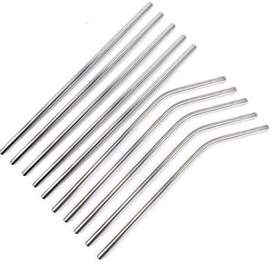 215x6mm Stainless Steel Straw Silver Bent And Straight Straw Eco Friendly Reusable Drinking Straws Party Wedding Bar Drinking Tools 500pcs DAP509