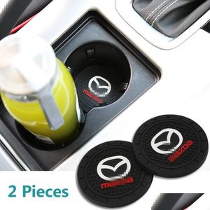 Vehicle Heating Cup 2 Pcs 2.75 Inch Car Interior Accessories Anti Slip Cup Mat For Mazda 2 3 5 6 Cx-5 Cx-7 Cx-8 M6 Mx5 Rx7 Rx8 A Dhx4B