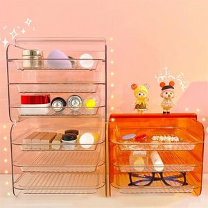 Lagringslådor Stapble 3 Tier Clear Acrylic Cosmetics Drawer för Makeup Products Stationery Desktop Box Portable Cabinet Organizer