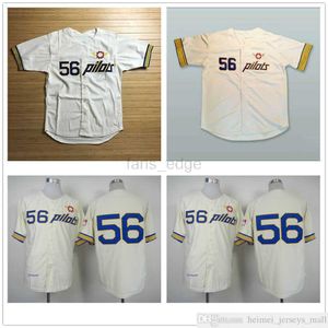 mens 1969 Seattle Pilots Jim Bouton Maglia da baseball Retro Cream 56 Jim Bouton Camicie Vintage Squadra cucita a buon mercato Alta qualità