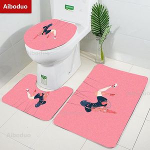 Toilettensitz Abdeckungen Aiboduo anpassbares Anime Girl Set Nicht Slip Pink Deckel Abdeckungsabdeckung Teppichbad Matte Radezimmer Teppich Süßes Zuhause Dekoration