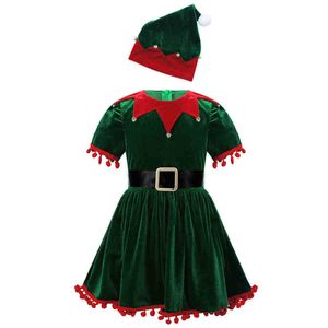 Stage Wear Girls Girls Elf Christmas Cosplay vem vestido Festival de ano novo Santa Clause Roleplay Dress Kids Dress Up Festy Dresses T220901