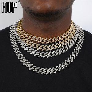 Strängar strängar hiphop iced ut Miami zirkon 15mm bling kubansk full pave mäns halsband silver färg halsband för män smycken 221024