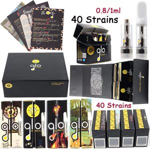 USA New Packaging Empty Strains GLO Atomizers Extracts Vape Cartridges Oil Carts Dab Wax Pen Ceramic Coil Glass Thick Thread Battery Vaporizer