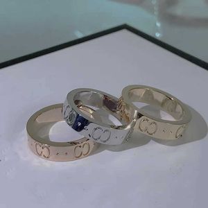 Bangle Luxurys Designers Band Rings Fashion Men Women Titanium Steel Engraved Letter Pattern Lovers Jewelry Narrow Ring Size 5-11