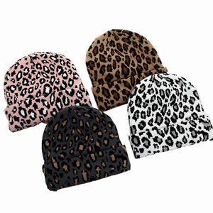 Lopard Cap Beanie Outdoor zima ciepłe dzianinowe kapelusz moda akcesoria wiadra czapki