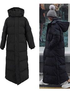 Women's Down Parkas parka Super long jacket female knee winter woman with thick black coat in L2210222