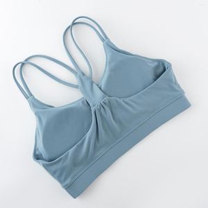 Yoga Outfit Removable Cups Gym Bra Padded Sports Push Up Stretchy Band Scoop Neckline Tops For Fitness Accessories