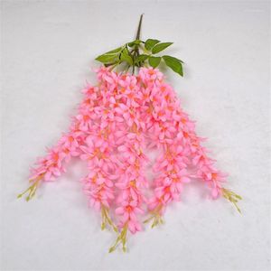 Flores decorativas Cada buquê Orquídeas artificiais Orquídeas Plantas Falsas Flores de seda Vinha 7Color para decorações de festas de cenário de casamento