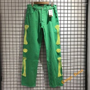 Erkek Pantolon Hip Hop Çok cep KAPITAL Kargo Erkek Kadın En Kaliteli Kemik Nakış Pantolon Streetwear Gevşek Yeşil
